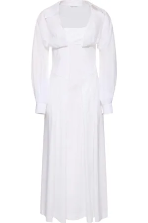 Alberta Ferretti Vestito Lungo In Popeline Di Cotone Stretch