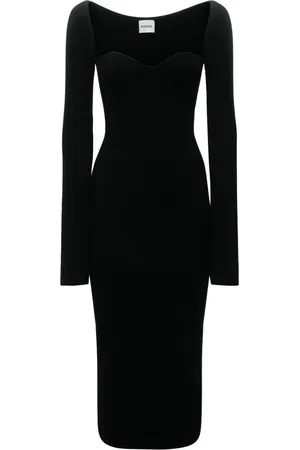 Khaite Vestito Midi Beth In Viscosa Stretch Con Bustier