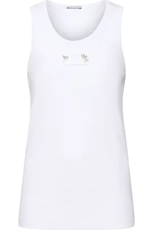 Moncler Tank Top In Misto Cotone Con Perline Ricamate