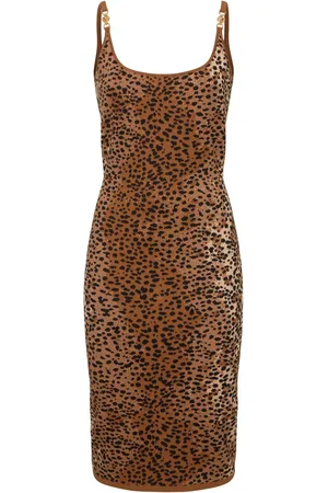 VERSACE Vestito In Misto Cotone Animalier Jacquard