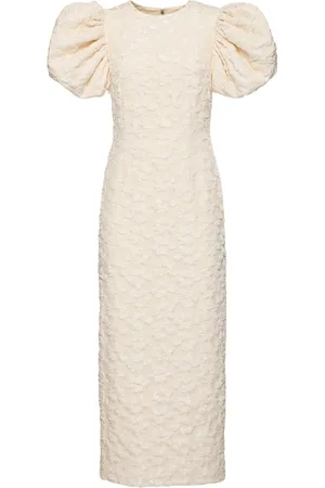 ROTATE Vestito Midi Rubino Jacquard Con Maniche A Sbuffo