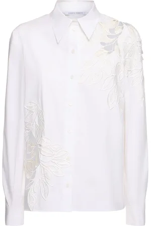 Alberta Ferretti Camicia In Cotone Stretch Con Ricami