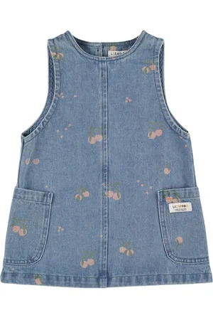 Liewood Vestito In Denim Di Cotone Stampa Peach