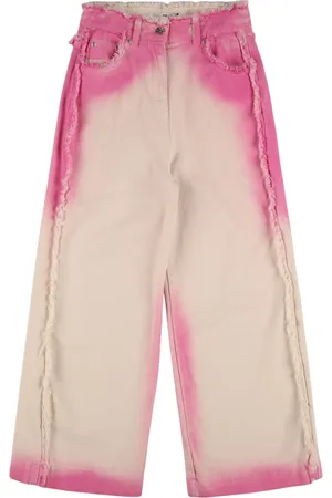 Msgm Pantaloni In Denim Di Cotone Effetto Aerografo