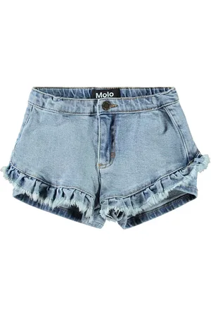 Molo Shorts In Denim Di Misto Cotone Con Ruches