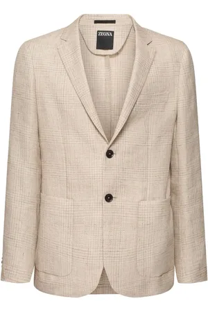 Ermenegildo Zegna Giacca In Lino E Lana Check