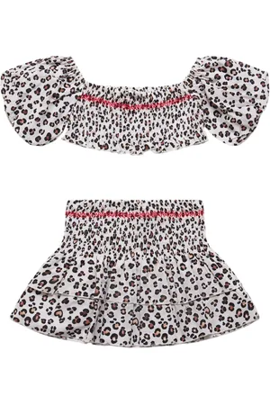 MONNALISA Crop Top E Gonna In Mussola Di Cotone Con Stampa