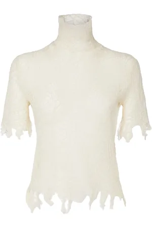 Alexander McQueen Top In Cotone E Pizzo Di Seta