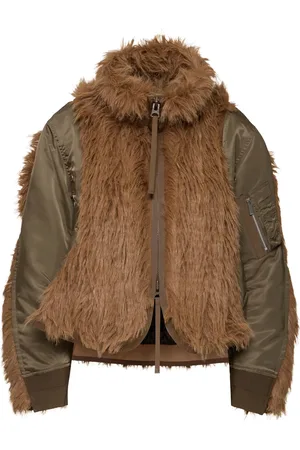 SACAI Giacca In Twill Di Nylon E Peluche