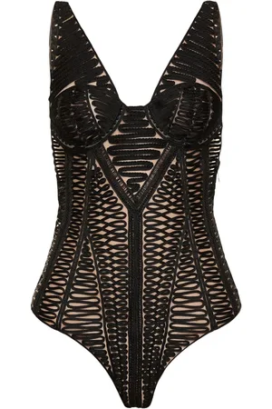 The Attico Body In Tulle Trasparente Ricamato