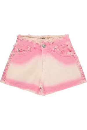 Msgm Shorts In Denim Di Cotone Effetto Aerografo