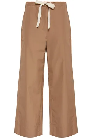 Max Mara Pantaloni Ampi Argento In Popeline Di Cotone