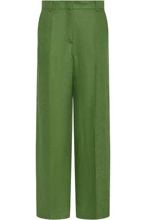 Max Mara Pantaloni Larghi Malizia In Tela Di Lino