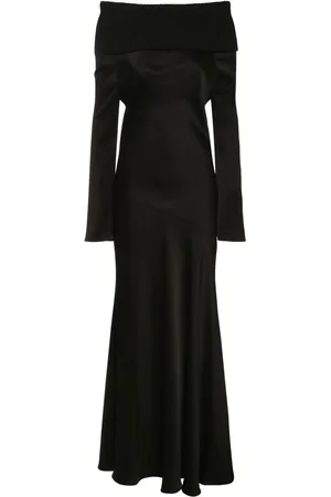 Serafini Vestito In Raso Con Spalle Scoperte
