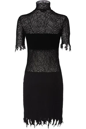 Alexander McQueen Vestito In Cotone E Pizzo Di Seta