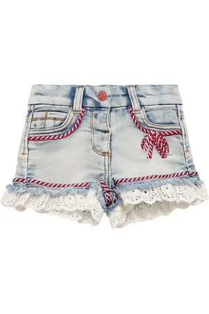 MONNALISA Shorts In Denim Con Ricami