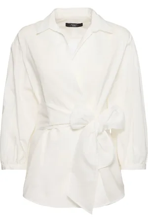 Max Mara Camicia Ceci In Popeline A Righe Con Cintura