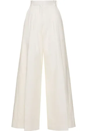 Nina Ricci Pantaloni Larghi Vita Alta In Misto Lino