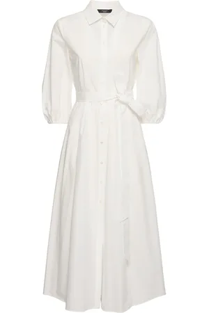 Max Mara Vestito Midi Kentia In Popeline Con Cintura