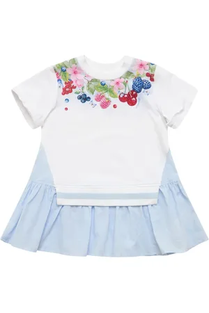 MONNALISA Vestito In Cotone Stampato Stretch