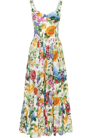 Dolce & Gabbana Vestito Lungo In Popeline Stampato