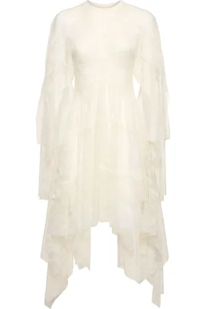 Serafini Vestito In Pizzo Di Nylon Drappeggiato