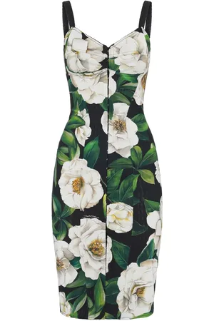 Dolce & Gabbana Vestito Midi Con Stampa Gardenia
