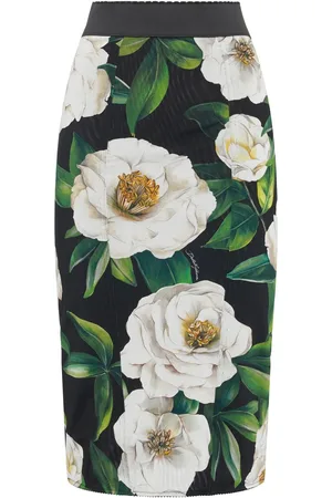 Dolce & Gabbana Gonna Midi Con Stampa Gardenia