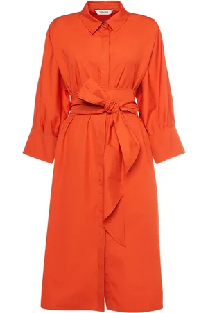 Max Mara Vestito Midi Tabata In Popeline / Cintura