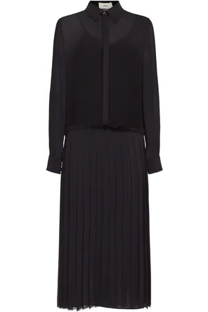 Ami Vestito Midi In Crepe A Pieghe