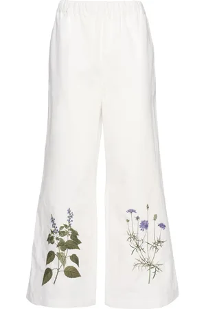 Max Mara Pantaloni Cropped Volante Con Ricami