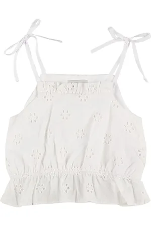 MIPOUNET Top In Popeline Di Cotone Sangallo