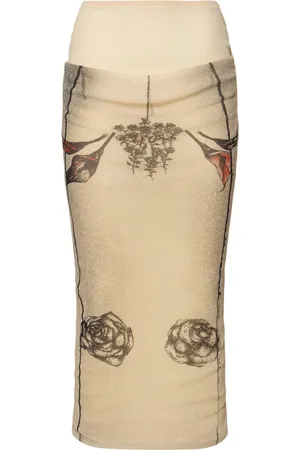 Jean Paul Gaultier Gonna Midi A Doppio Strato In Mesh Stampato