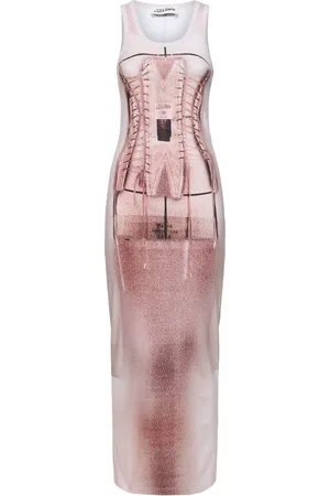 Jean Paul Gaultier Vestito In Cotone Stampato Stretch