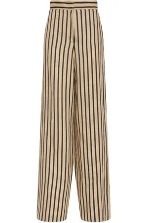 Max Mara Pantaloni Ampi Cestino In Raso A Righe