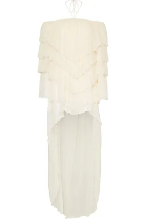 BLUMARINE Vestito In Crêpe Di Seta Drappeggiata / Strascico