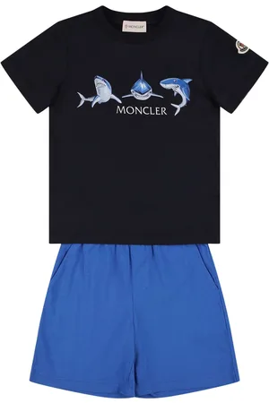 Moncler T-shirt In Cotone Shark E Shorts In Felpa