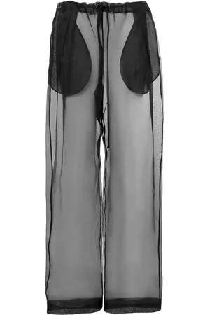 Khaite Pantaloni Trenton In Organza Di Seta Stretch