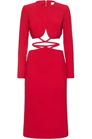 PRABAL GURUNG Vestito Midi In Crêpe Con Aperture