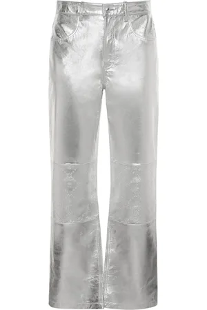 Marine Serre Pantaloni Larghi In Pelle Goffrata