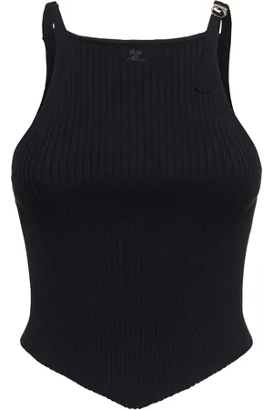 Courrèges Tank Top In Maglia A Costine Con Fibbia
