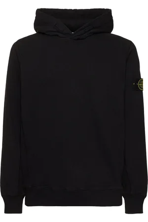 Stone Island Felpa In Cotone Con Patch Logo E Cappuccio