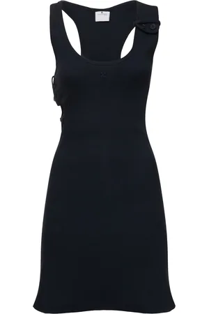 Courrèges Vestito 90’s In Maglia A Costine Con Due Fibbie