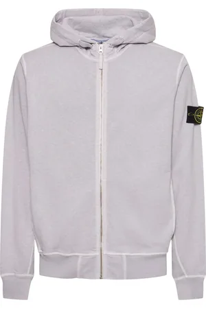 Stone Island Felpa In Cotone Con Zip E Cappuccio