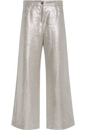 Max Mara Pantaloni Svasati Malika In Lino Spalmato