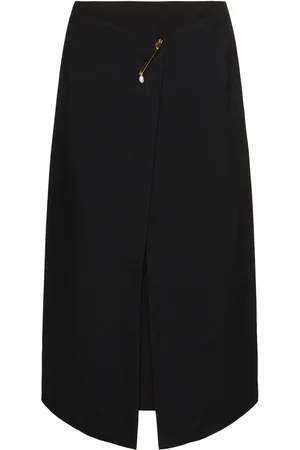 Carven Gonna Midi In Viscosa Con Spilla