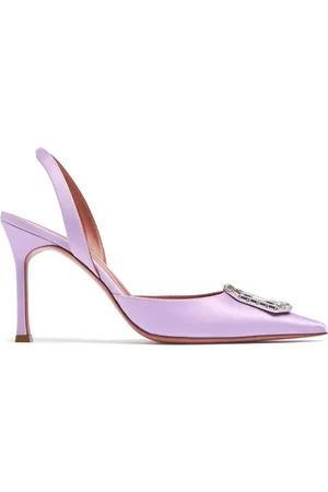 Amina Muaddi Décolleté Camelia In Satin 90mm