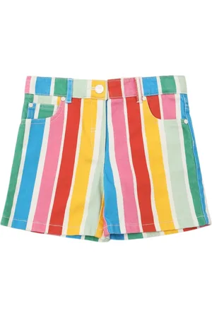 Stella McCartney Shorts In Gabardina Di Cotone A Righe Arcobaleno