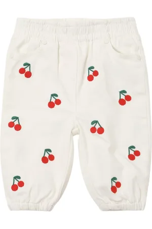 Stella McCartney Pantaloni In Gabardina Di Cotone Con Ricamo