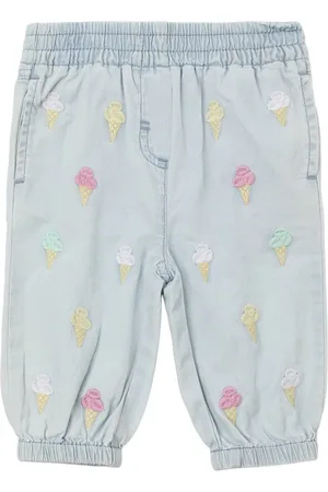 Stella McCartney Pantaloni In Cotone Chambray Con Ricami